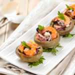 Sautéed artichoke bottoms with shrimp